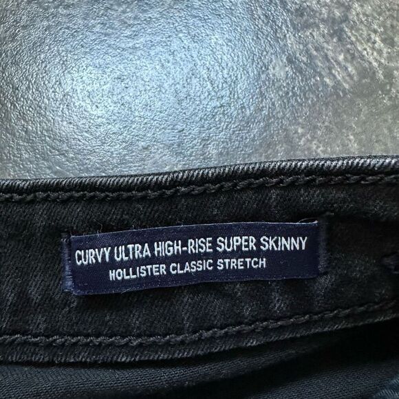 Hollister Black Curvy Ultra High Rise Super Skinny Classic Stretch Jeans Sz 1R - Picture 6 of 13
